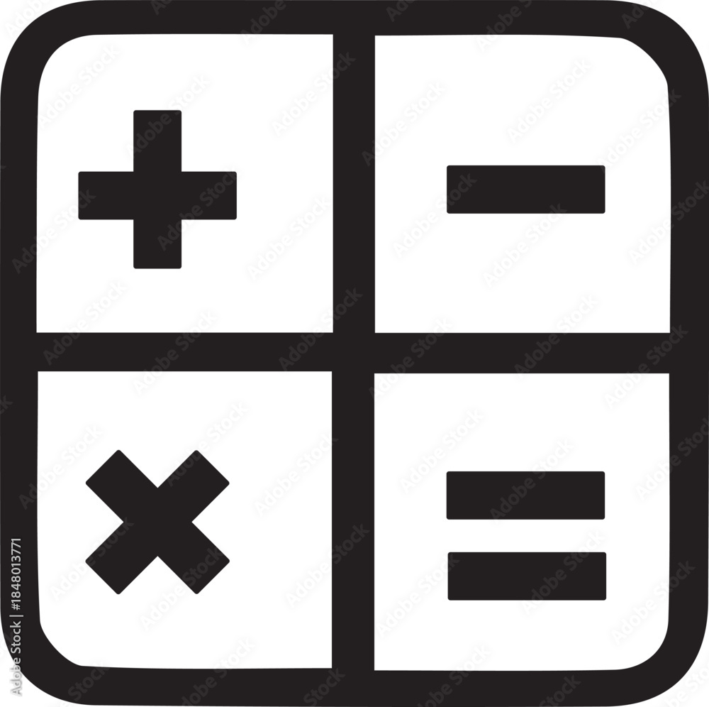 Fototapeta premium Basic arithmetic operations icon for calculator or mathematical functions applications