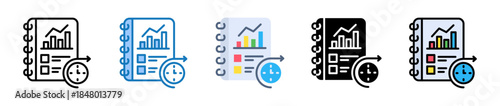 Long Term Planning multiple style icons set design vector illustration. 