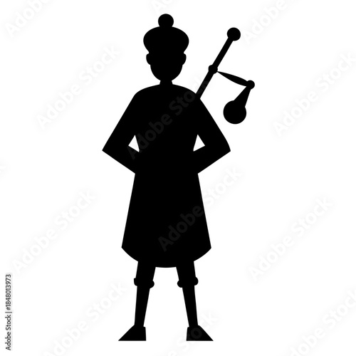 Silhouette of a man playing the bagpipes confidently