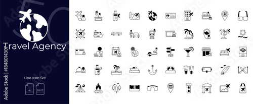 Travel Agency Duotone Editable Icons set