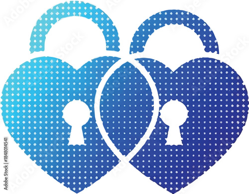 Interlocking Heart Padlocks Symbolizing Trust, Love, Security, and Emotional Connection in a Digital Modern Style