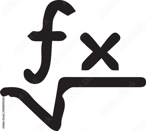 Simple black and white icon of mathematical function symbols