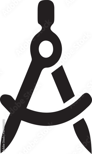 Black drafting compass icon: a classic tool for precision in geometry and design