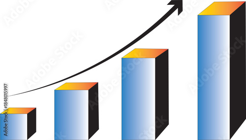 Business financial growth graph on white background.