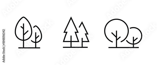 tree icon, forest icon button, vector, sign, symbol, logo, illustration, editable stroke, flat design style isolated on white
