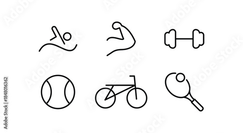 Sport Fitness Icon set Exercise line icons set, editable stroke isolated on white, linear vector outline illustration, symbol logo design style