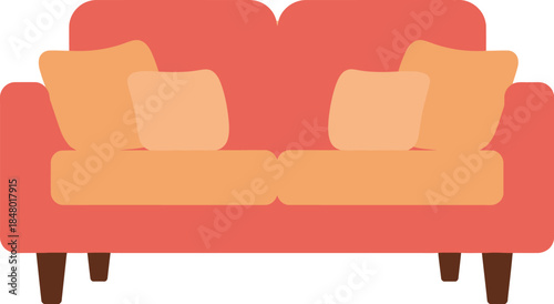 Midcentury Two-Seater Sofa Vector Icon, Green Loveseat Silhouette, Retro Couch Graphic, Isolated Furniture Illustration, Living Room Design Element, EPS Symbol