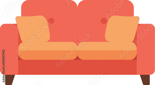 Midcentury Two-Seater Sofa Vector Icon, Green Loveseat Silhouette, Retro Couch Graphic, Isolated Furniture Illustration, Living Room Design Element, EPS Symbol