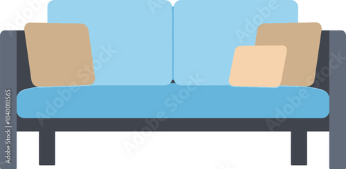 Midcentury Two-Seater Sofa Vector Icon, Green Loveseat Silhouette, Retro Couch Graphic, Isolated Furniture Illustration, Living Room Design Element, EPS Symbol