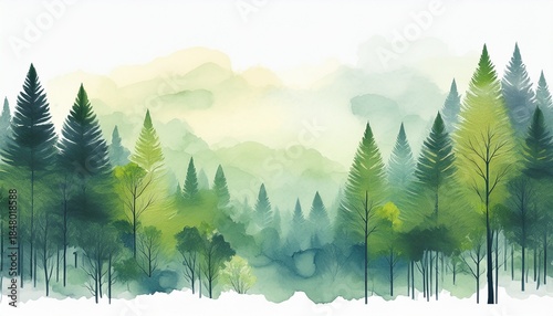 watercolor forest painting serene watercolor trees in a forest watercolor forest