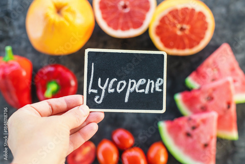 Fotografía Lycopene containing foods are red. Selective focus.