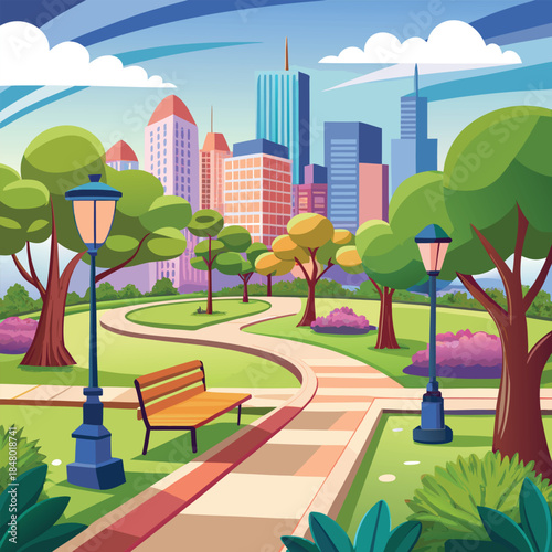 City Park Landscape Illustration
