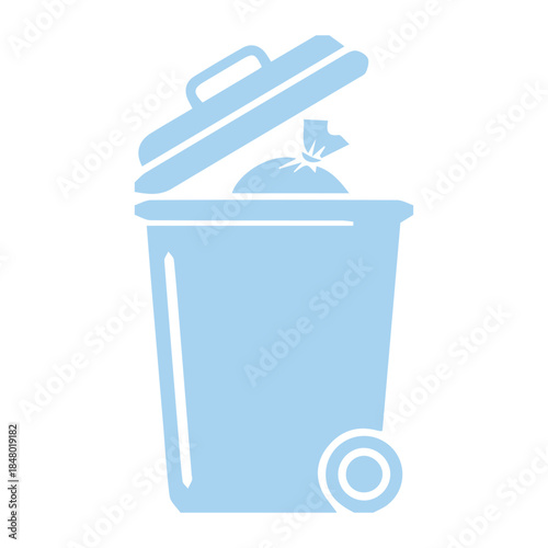 Trash can with lid open