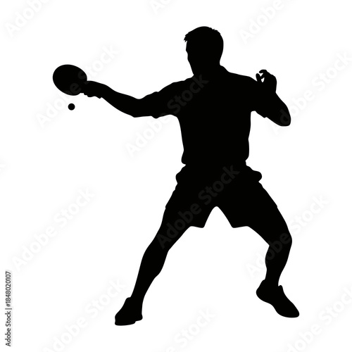vector silhouette of table tennis players competing