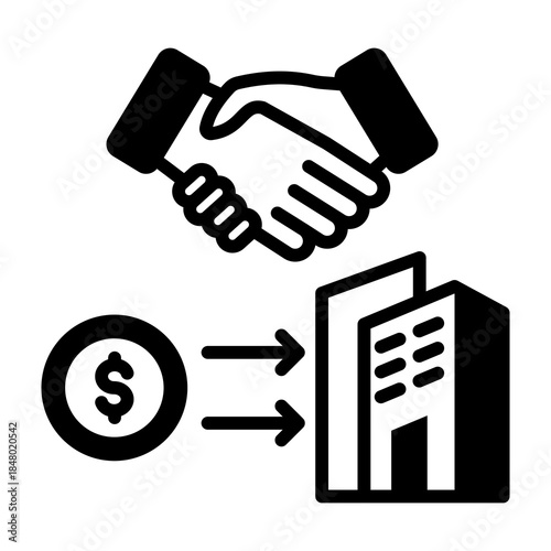 Acquisition Icon Mixed Style Vector Illustration