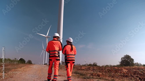 Engineer work at Wind turbine fields