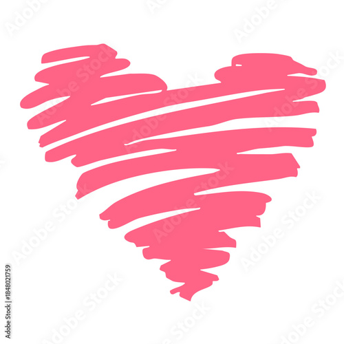 Vector pink doodle heart on a clean white background adds a warm, modern appeal to projects. Perfect for greeting cards, social media posts, logos, packaging, and Valentine's Day designs.