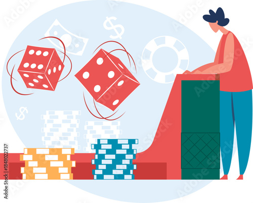 Player throwing dice at a casino table