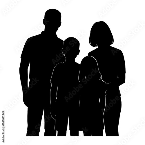 Family and parenting concept with a happy family silhouette