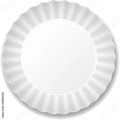 White round corrugated paper plate isolated on background