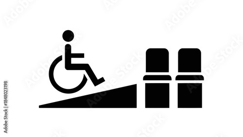 Wheelchair accessible seating area with ramp