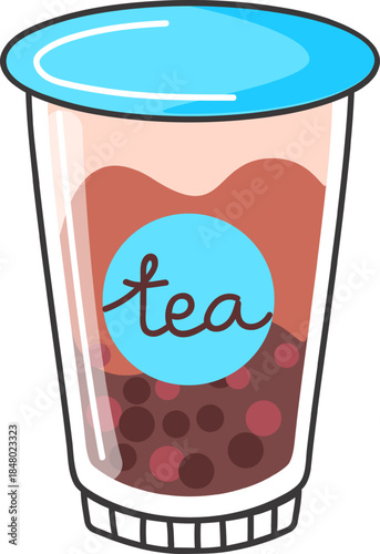 Bubble tea drink in disposable cup illustration
