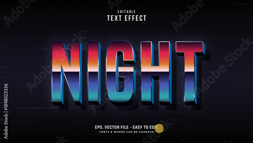 Retro Night Sunset Gradient 3D Editable Text Effect