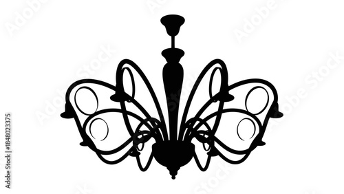 Elegant black silhouette of a classic chandelier
