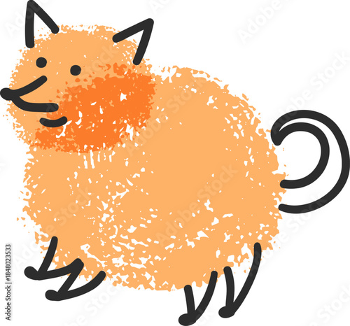 Cartoon animal drawing with textured orange fur illustration