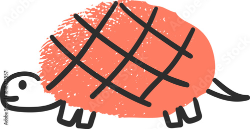 Hand drawn turtle drawing with textured shell