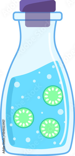 Healthy detox drink in glass bottle with fruit