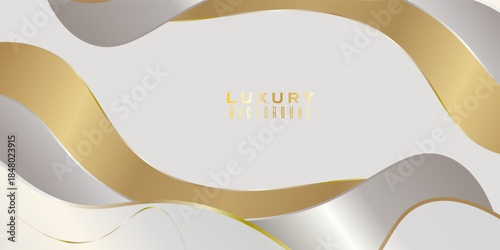 Elegant white overlap brown shade background with line golden elements. modern trendy design