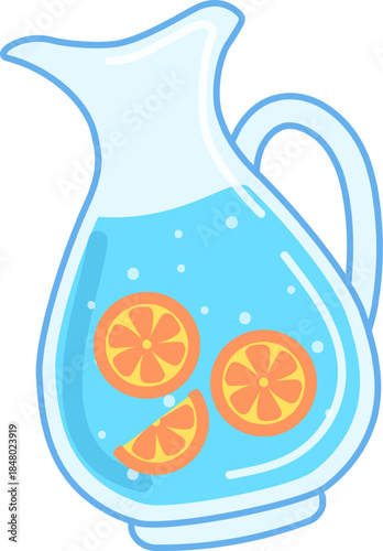 Pitcher with refreshing citrus slices in water