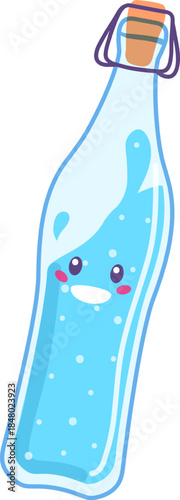 Water bottle character showing happy refreshing healthy concept
