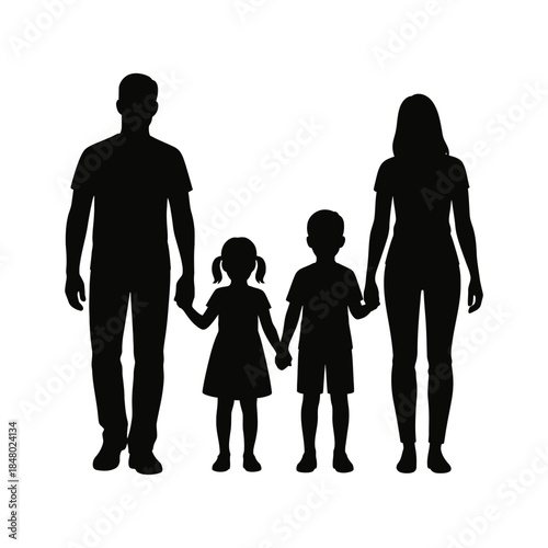 Group of happy children playing together outdoor silhouette