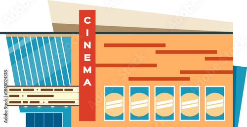 Modern cinema building architecture for movie entertainment