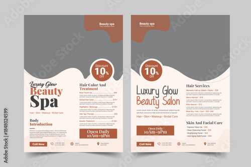 Beauty Salon A4 Price List Template | Elegant Spa & Makeup Service Pricing Flyer