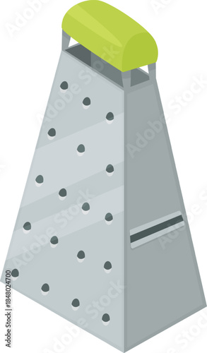 Metal box grater with green handle kitchen accessory