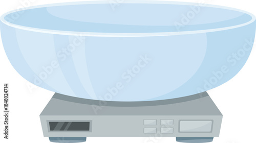 Digital kitchen scale with bowl weighing ingredients