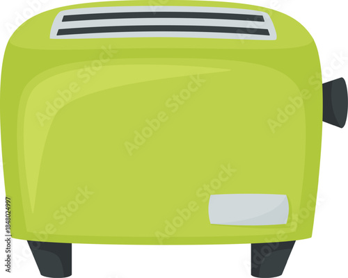 Green kitchen toaster providing breakfast meal preparation