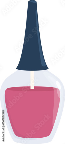 Nail polish bottle containing pink enamel liquid