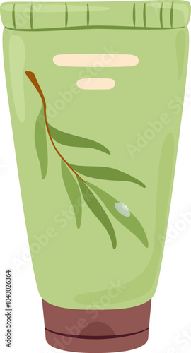 Green cream tube showcasing natural organic skin care