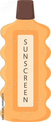 Sunscreen bottle protecting skin from hot summer sun