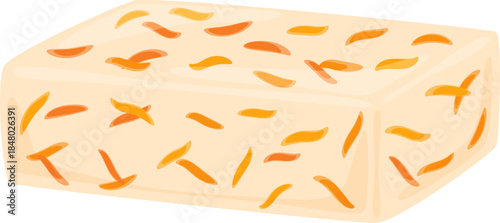 Sweet fudgy block with dried orange fruit pieces