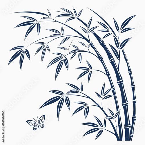 Bamboo plant with butterfly