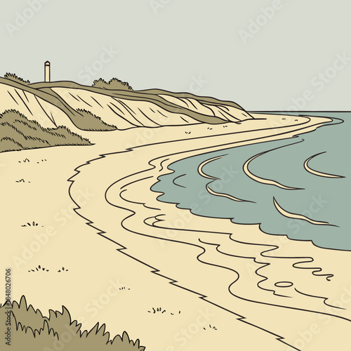 Serene beach with sand dunes