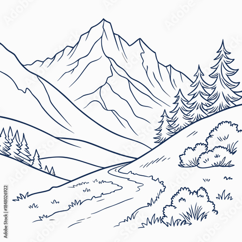 Mountain landscape with river