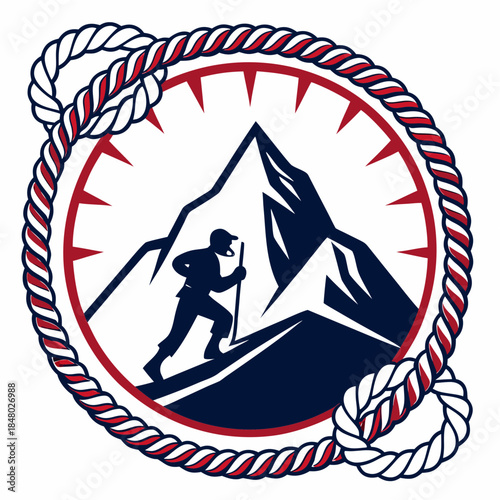 Mountaineer ascending peak