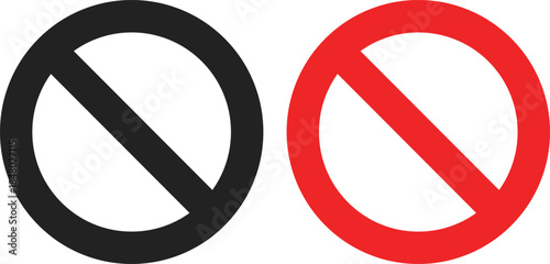 ban icon set. No icon sign. Red Crossed Circle. Stop symbol. Warning symbols. symbolizing restriction
