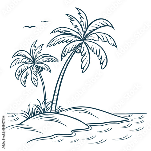 Tropical island with palm trees